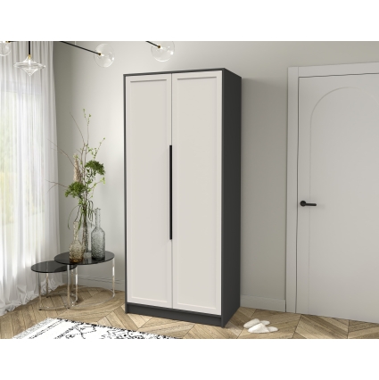 Шкаф распашной Тренд КТ-Ш2 (Антрацит ЛДСП/ Кашемир ЛМДФ) Ш918 В2128 Г547